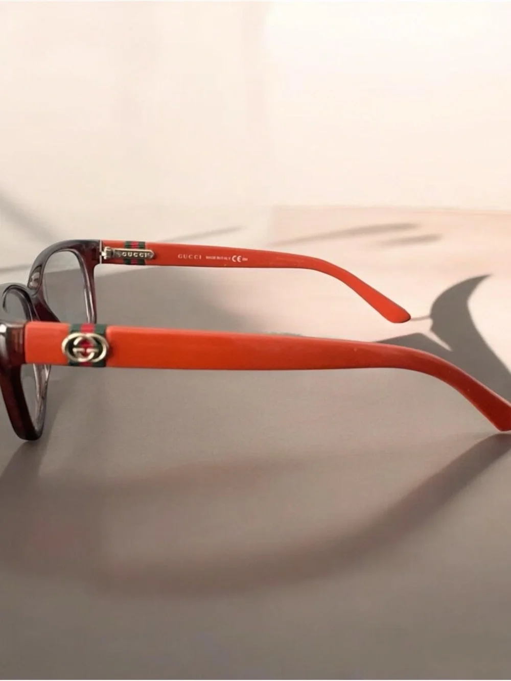 GUCCI GG Women's Eyeglasses 3683 Crystal Brown/Rust Orange Square Frame Italy